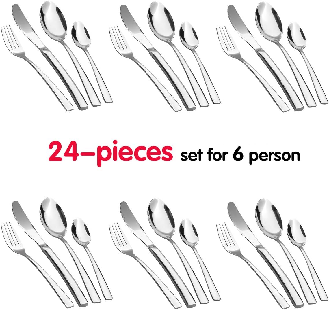 24-Piece Stainless Steel Flatware Silverware Set with Premium Gift box