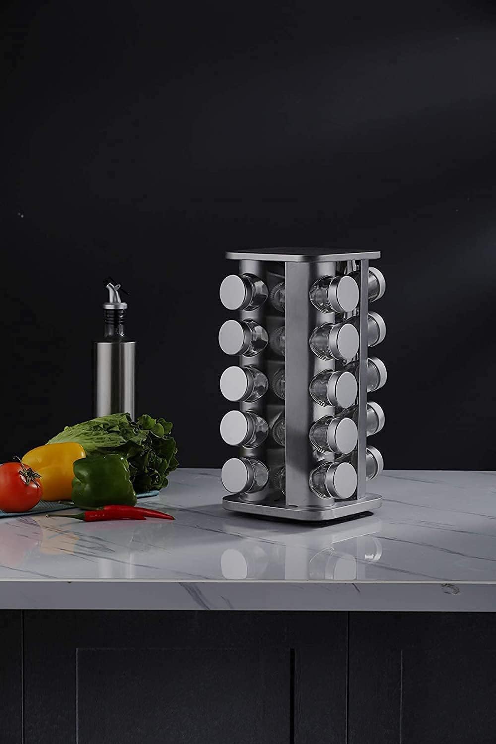 20 Jars Spice Rack Stainless Steel