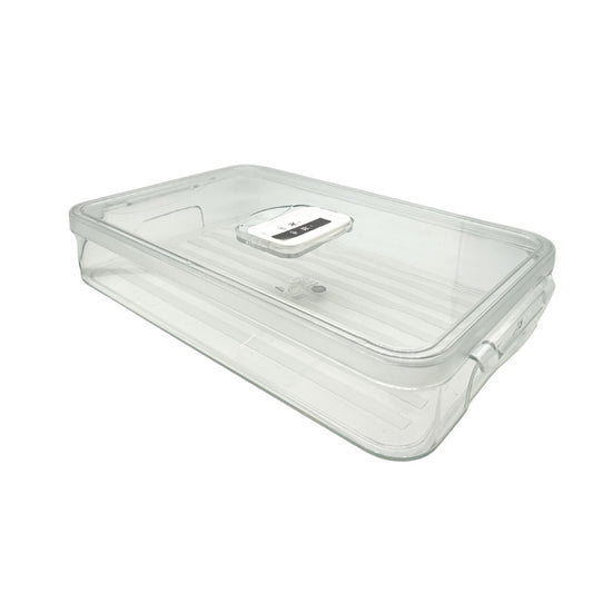 Transparent storage container with air lock