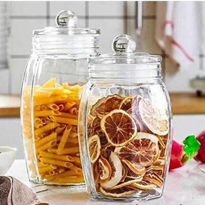 Glass jar storage bottle with Push lid