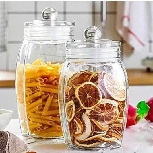 Glass jar storage bottle with Push lid