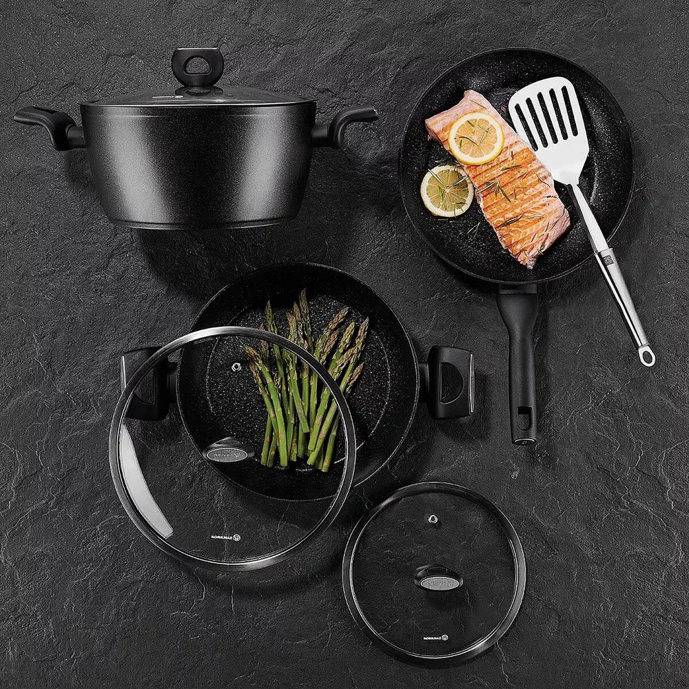 Marble Black Aluminium Frying Pan