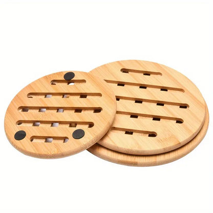 Table Solid Bamboo Wood Trivet for Hot Dishes and Pot