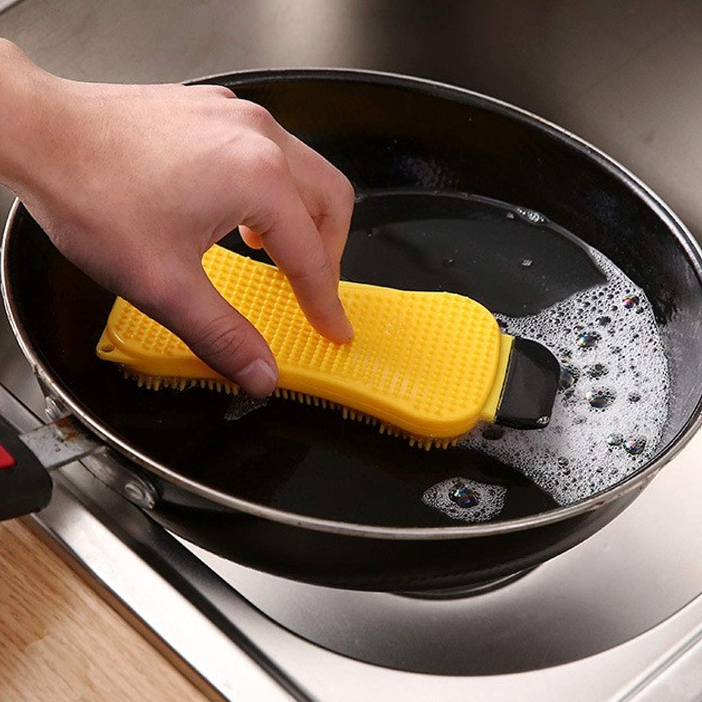 3 in 1 Kitchen Silicone Cleaning Brush Dishwashing Mat With Foam Tool Kitchen Accessories