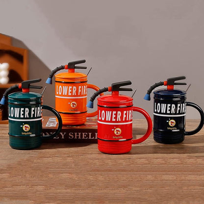 Fire Extinguisher Ceramic Mug with Lid & Spoon - 480ml