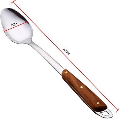 Stainless Steel Tongue Soup Ladle for Cooking with Wooden Handle