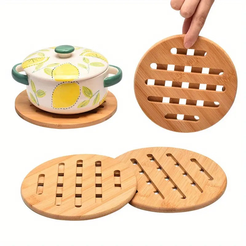 Table Solid Bamboo Wood Trivet for Hot Dishes and Pot