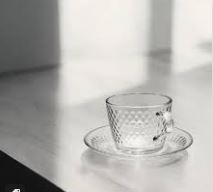 Diamond Tea cup  Glass 215ml with plate