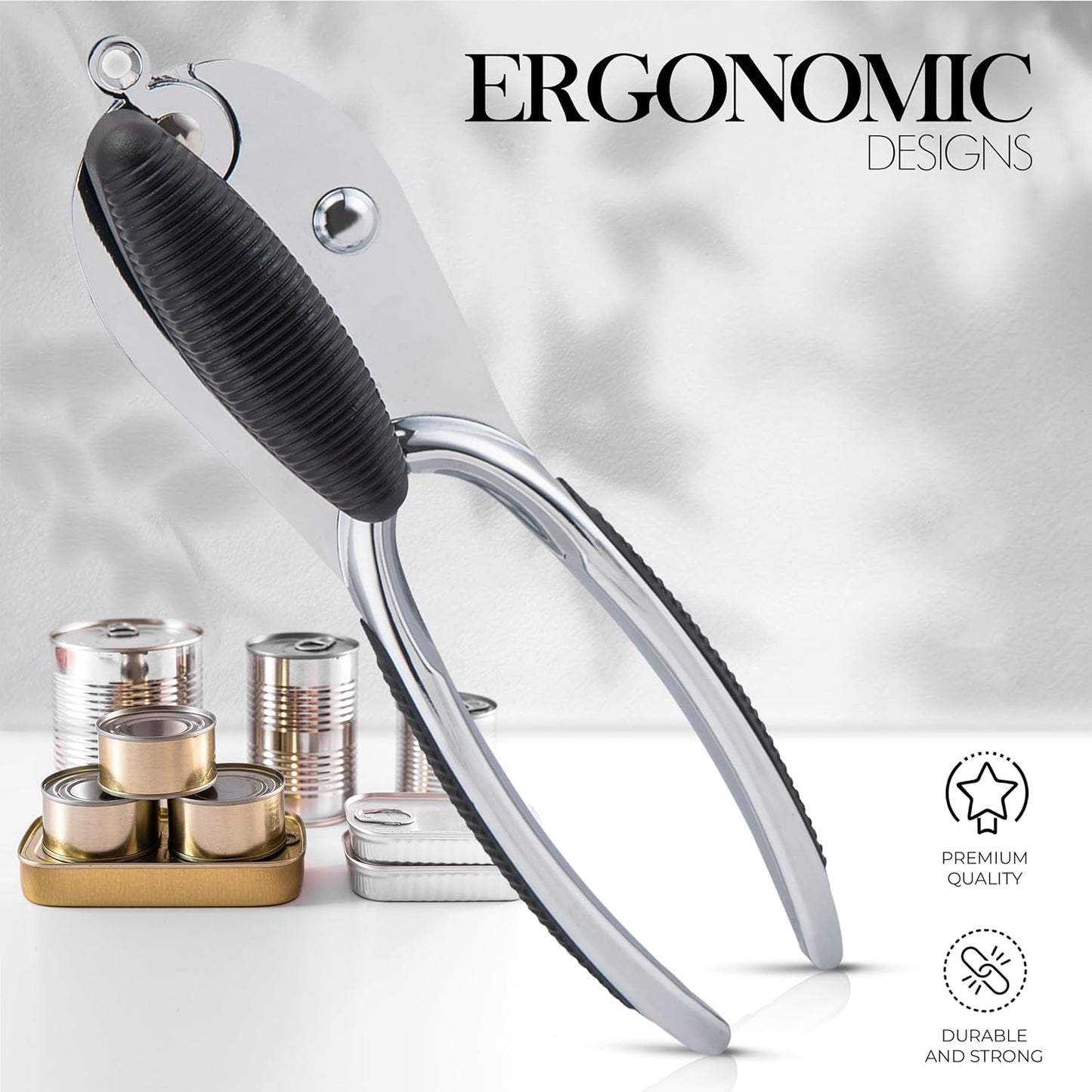 Zinc Alloy Heavy-Duty Can Opener with Ergonomic Grip Handheld