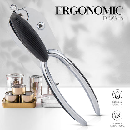 Zinc Alloy Heavy-Duty Can Opener with Ergonomic Grip Handheld