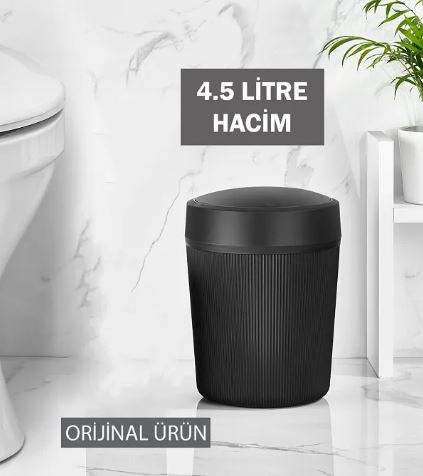 Black Bathroom Trash Can And Toilet Brush Set