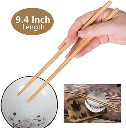 10 Pairs Natural Bamboo Chopsticks, 24cm Reusable Japanese Chinese Chop Stick