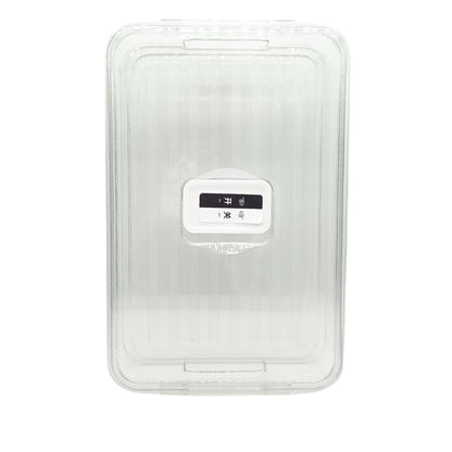 Transparent storage container with air lock