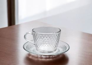 Diamond Tea cup  Glass 215ml with plate