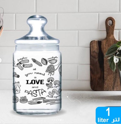 Love Pasta Jar 1L Clear