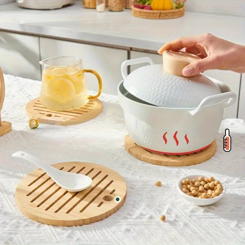 Table Solid Bamboo Wood Trivet for Hot Dishes and Pot