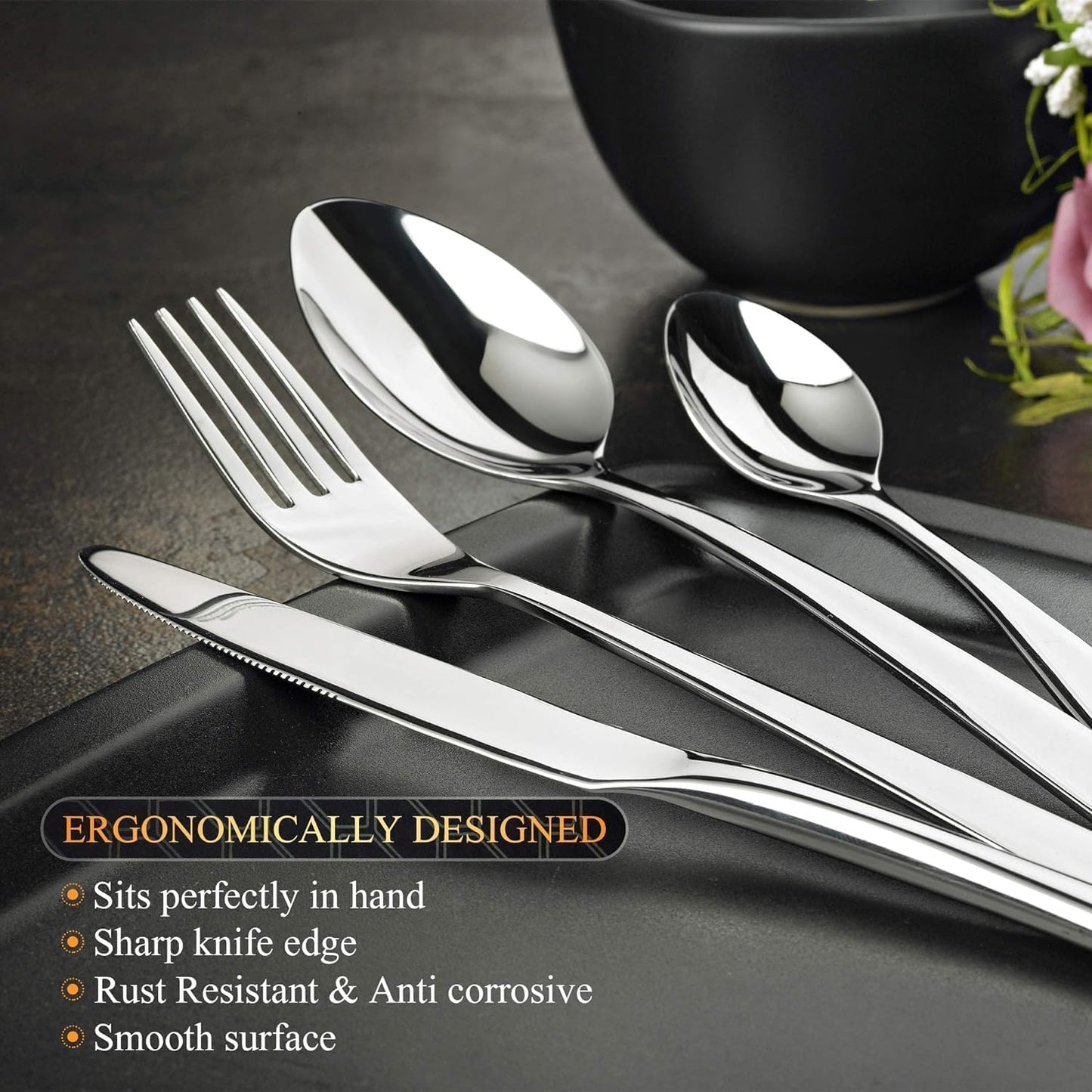 24-Piece Stainless Steel Flatware Silverware Set with Premium Gift box