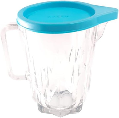 Glass Jug with Blue Lid and Handle 700ml