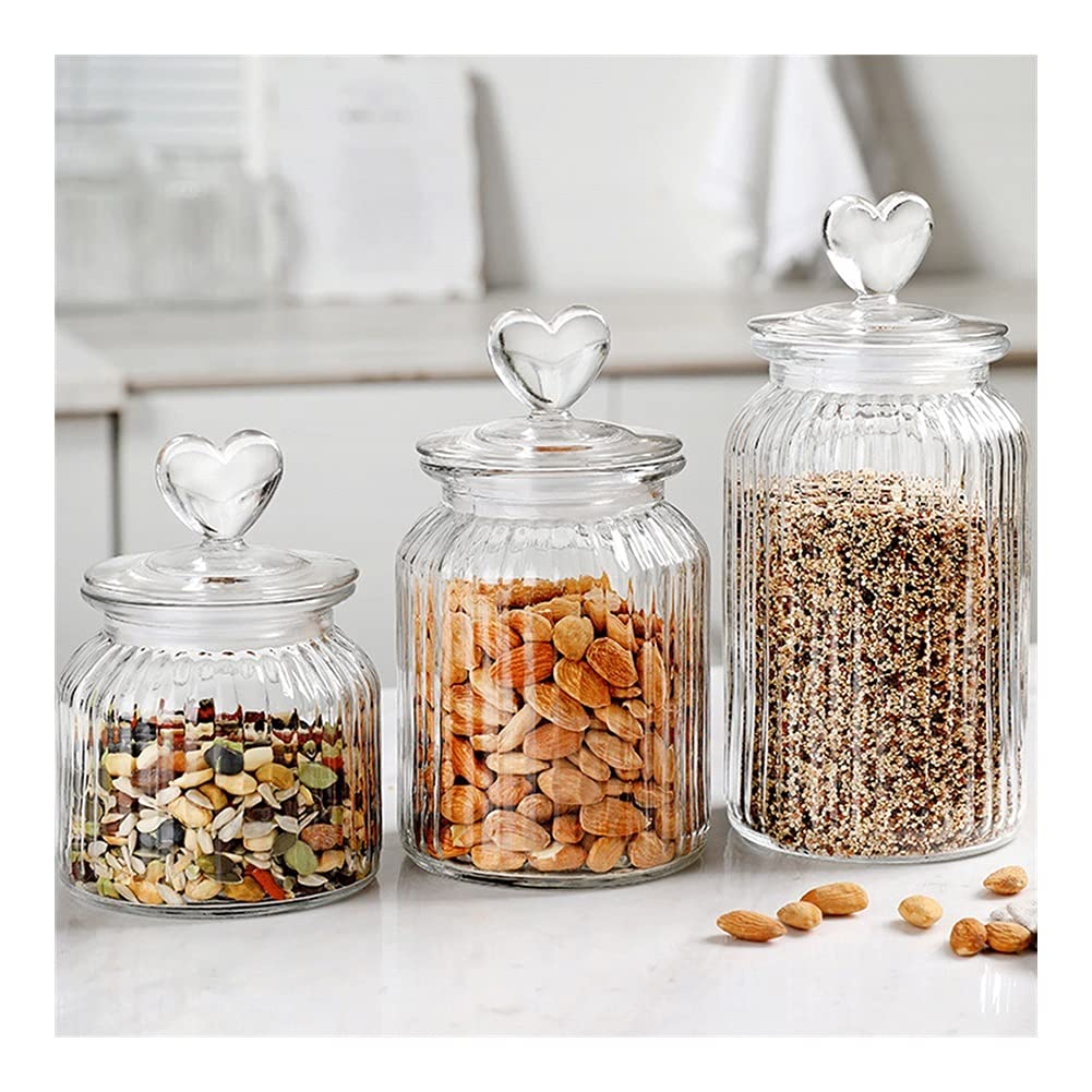 Glass jar storage bottle with Heart Lid