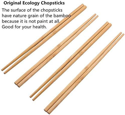 10 Pairs Natural Bamboo Chopsticks, 24cm Reusable Japanese Chinese Chop Stick