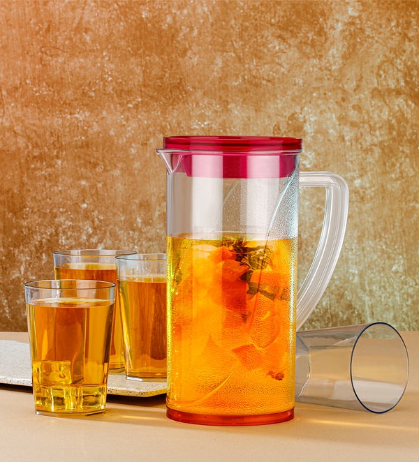 2000 ML Water Juice Pitcher with Lid and 4 Cups  styl2