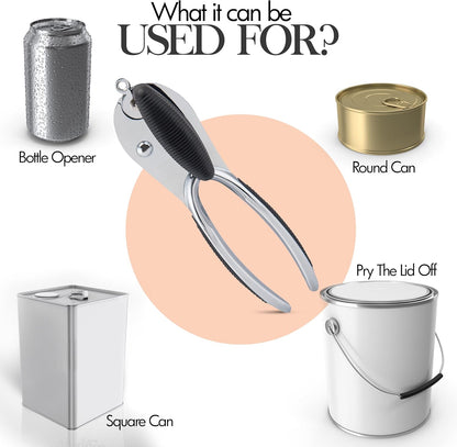 Zinc Alloy Heavy-Duty Can Opener with Ergonomic Grip Handheld