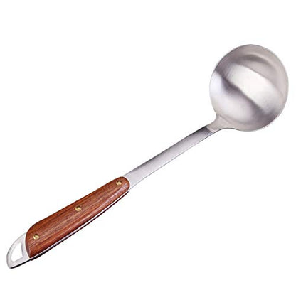 Stainless Steel Soup Ladle for Cooking with Wooden Handle