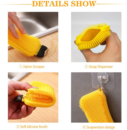 3 in 1 Kitchen Silicone Cleaning Brush Dishwashing Mat With Foam Tool Kitchen Accessories