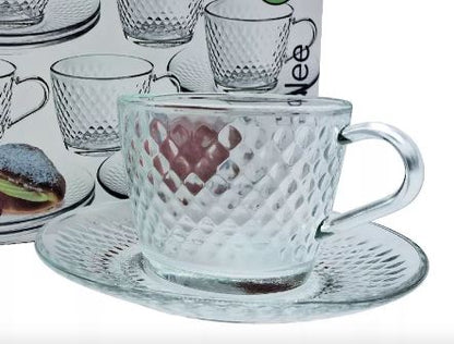 Diamond Tea cup  Glass 215ml with plate