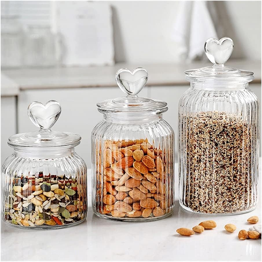 Glass jar storage bottle with Heart Lid