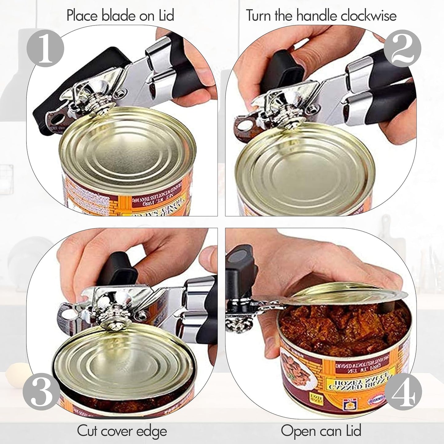 Zinc Alloy Heavy-Duty Can Opener with Ergonomic Grip Handheld