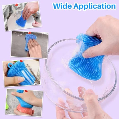 2pcs set Durable Silicone Dish Scrubber Sponge Scrub