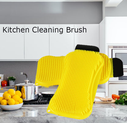 3 in 1 Kitchen Silicone Cleaning Brush Dishwashing Mat With Foam Tool Kitchen Accessories