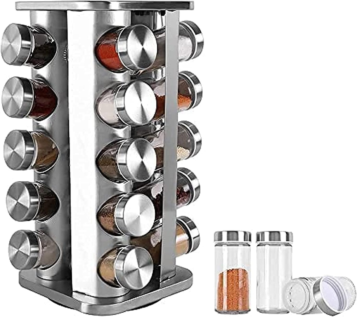 20 Jars Spice Rack Stainless Steel