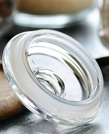 Glass jar storage bottle with Push lid