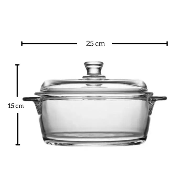 2.15L Large Glass Serving Pot – Perfect for Salads, meals & Soups