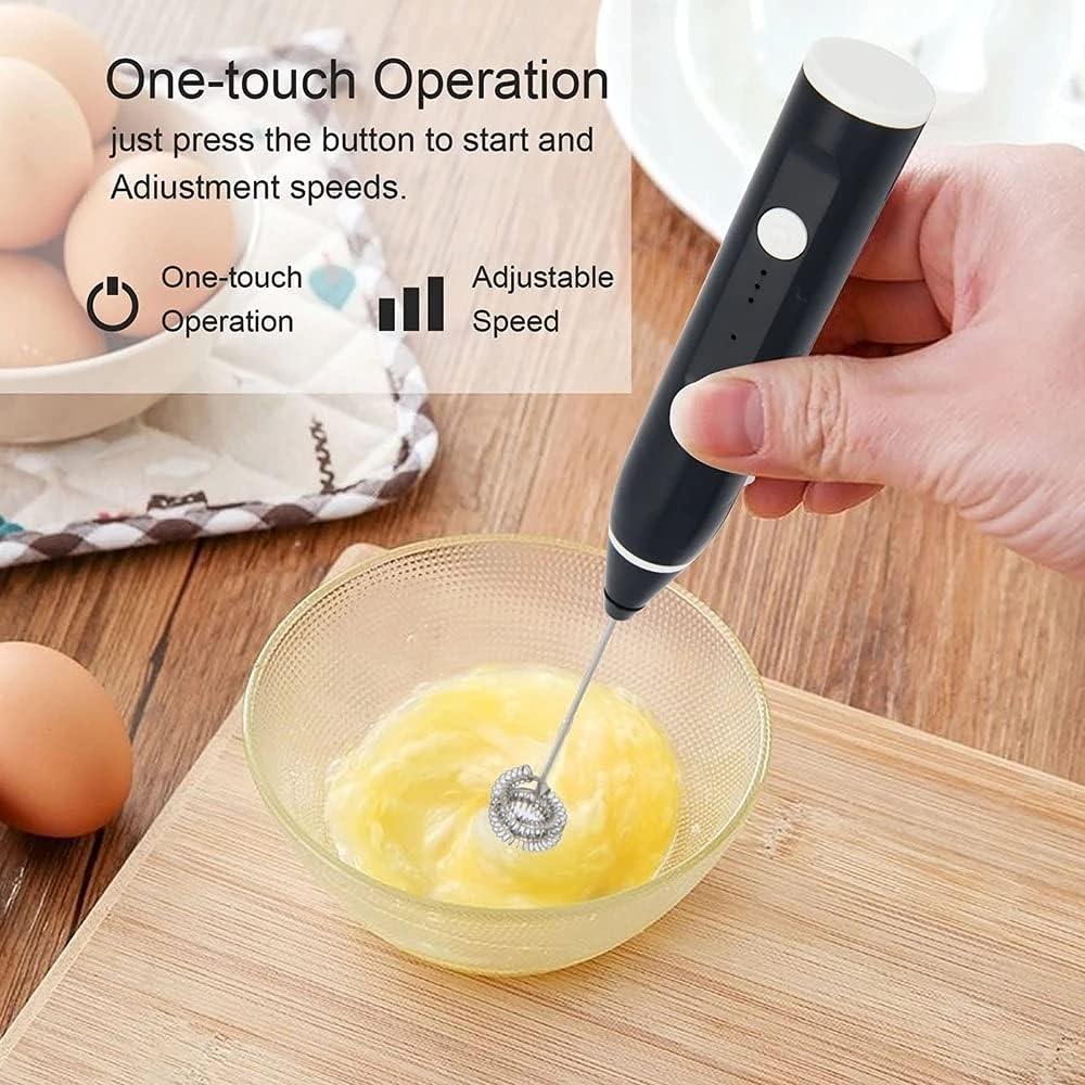 3-Speed Electric Milk Frother with 2 Whisks