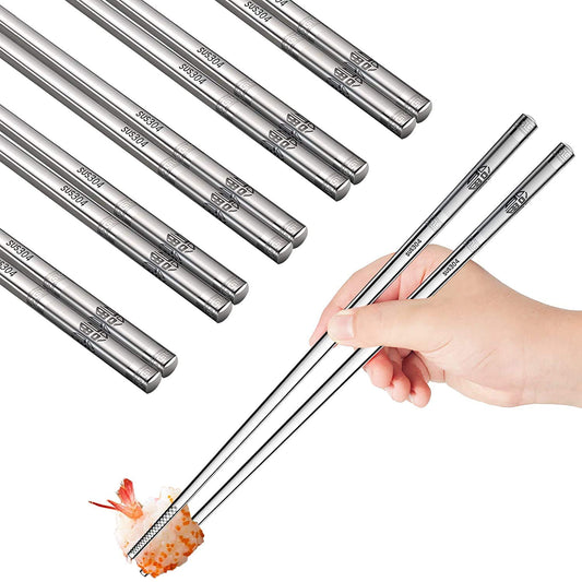 5 Pairs Stainless Steel Chopsticks