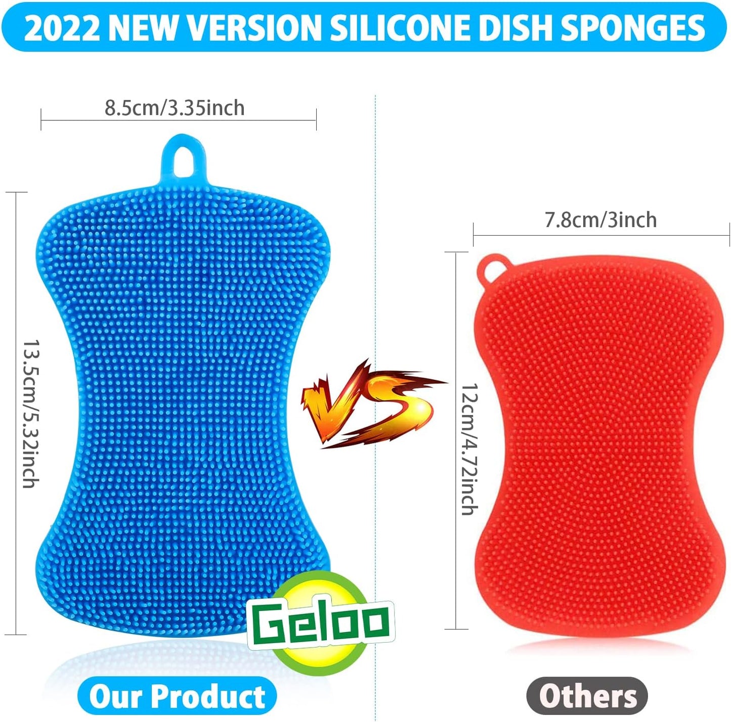 2pcs set Durable Silicone Dish Scrubber Sponge Scrub