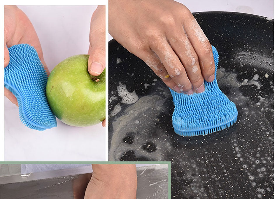 2pcs set Durable Silicone Dish Scrubber Sponge Scrub