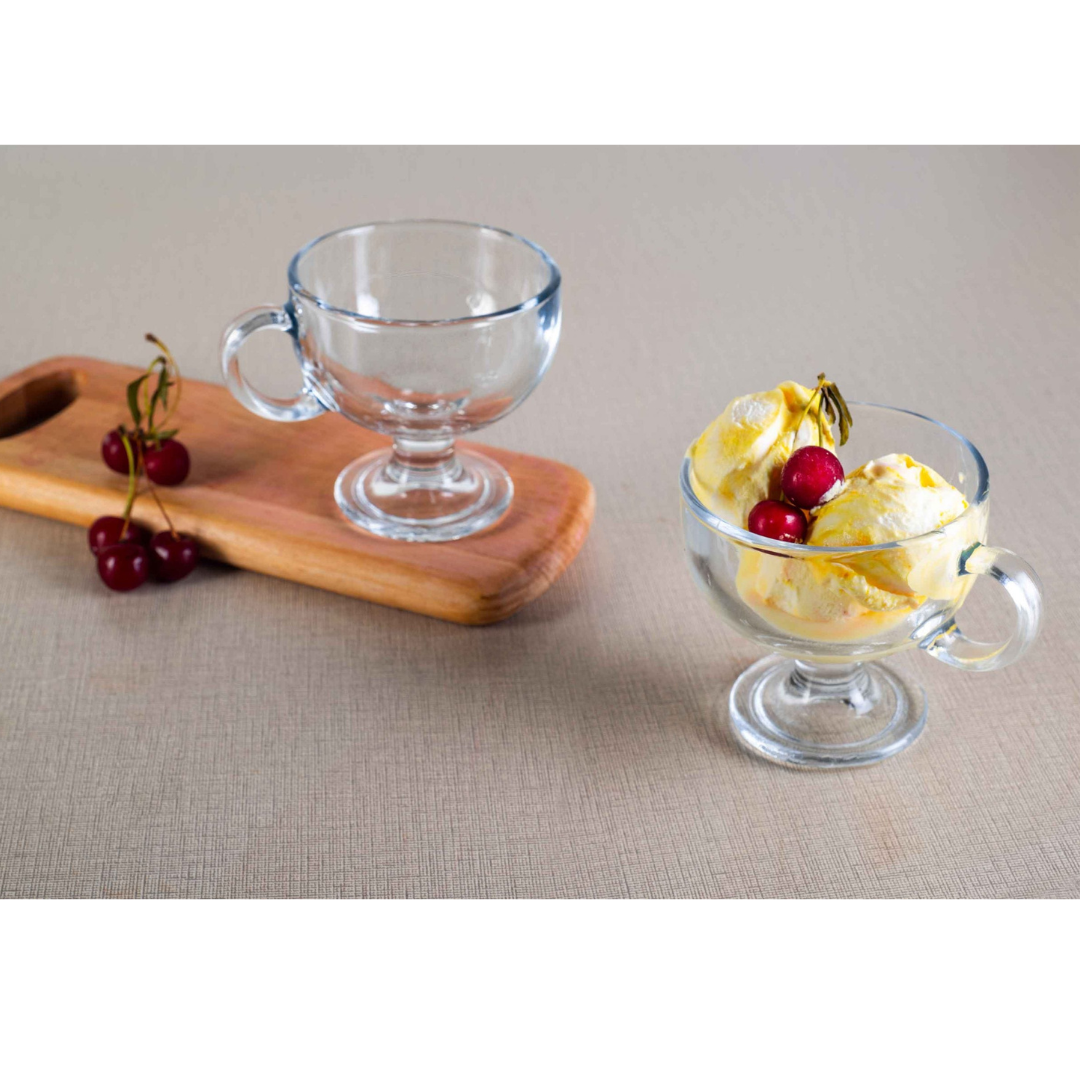 Glass Dessert ice cream Bowl 200ml with handle