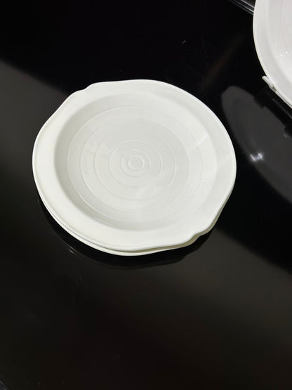 Decorative circle Bright White Porcelain Flat Plate styl9