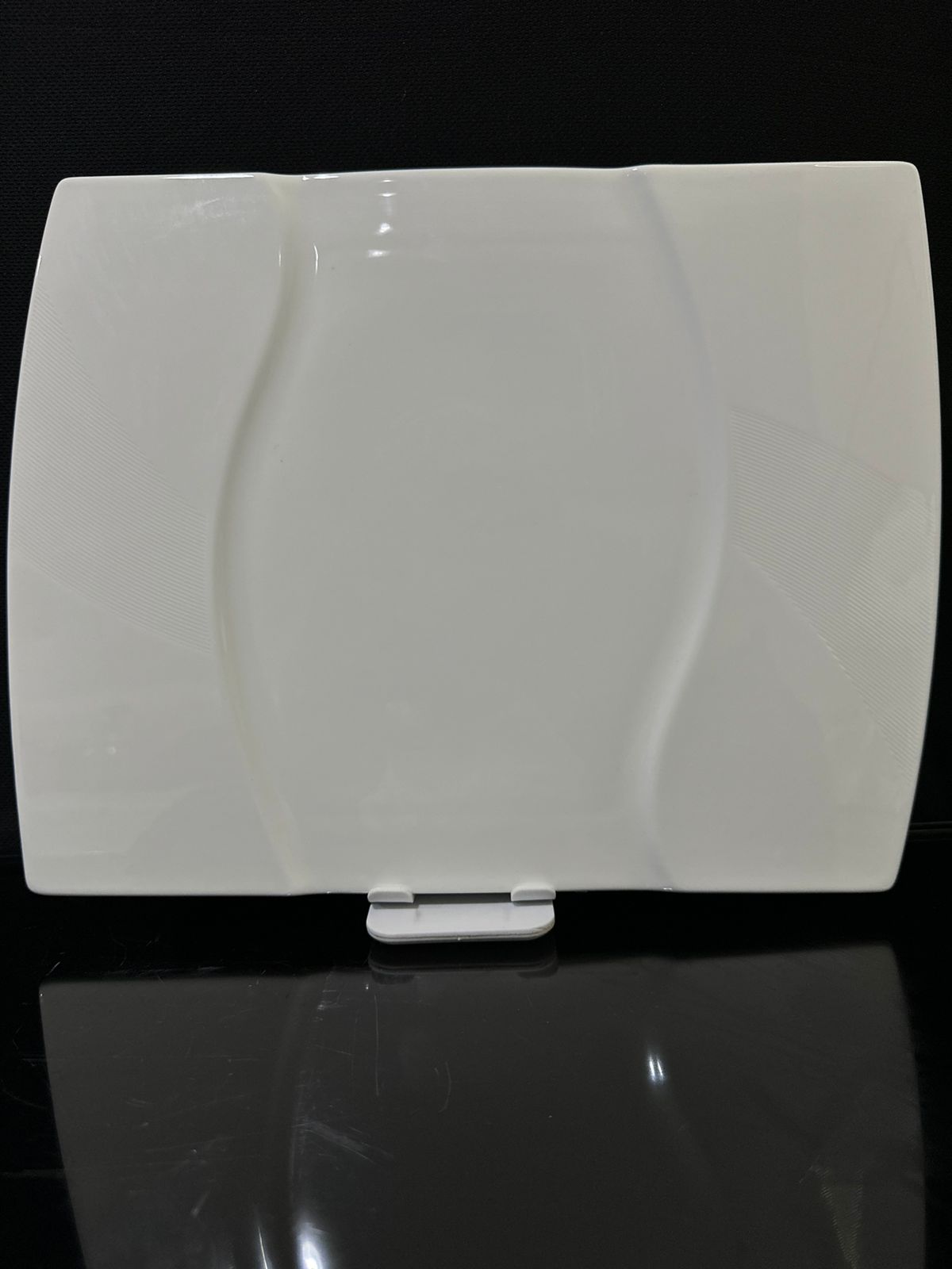 Decorative Rectangle Bright White Porcelain Flat Plate styl3