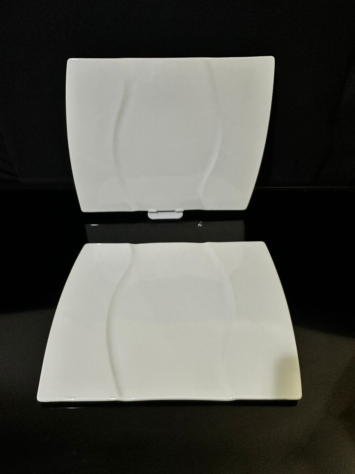 Decorative Rectangle Bright White Porcelain Flat Plate styl3