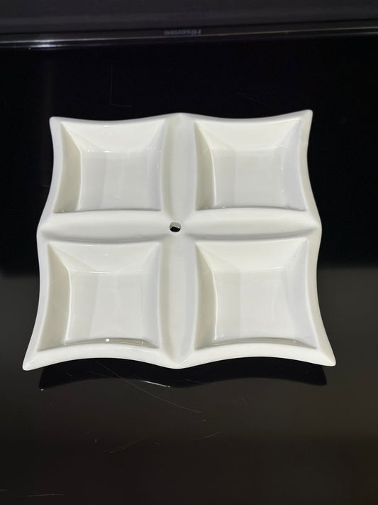 4-Well Square White Ceramic for breakfast and nuts styl2