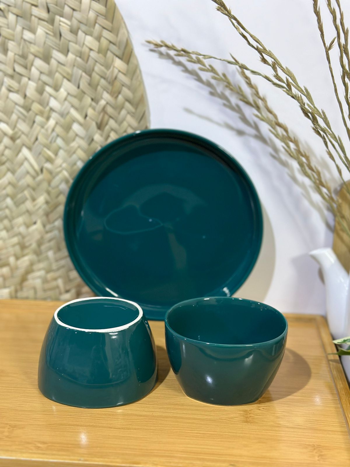 3 pcs set colored plate & bowls