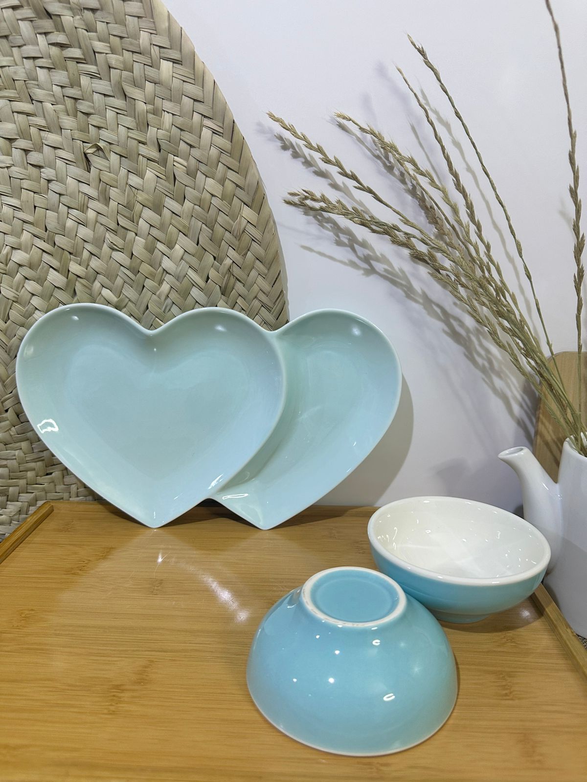 3 pcs set colored Stylish Love plate & 2 bowls