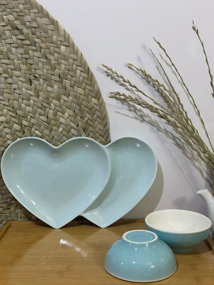 3 pcs set colored Stylish Love plate & 2 bowls