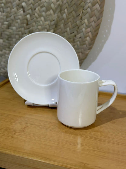 Porcelain Cappuccino Nescafe Mug with Plate