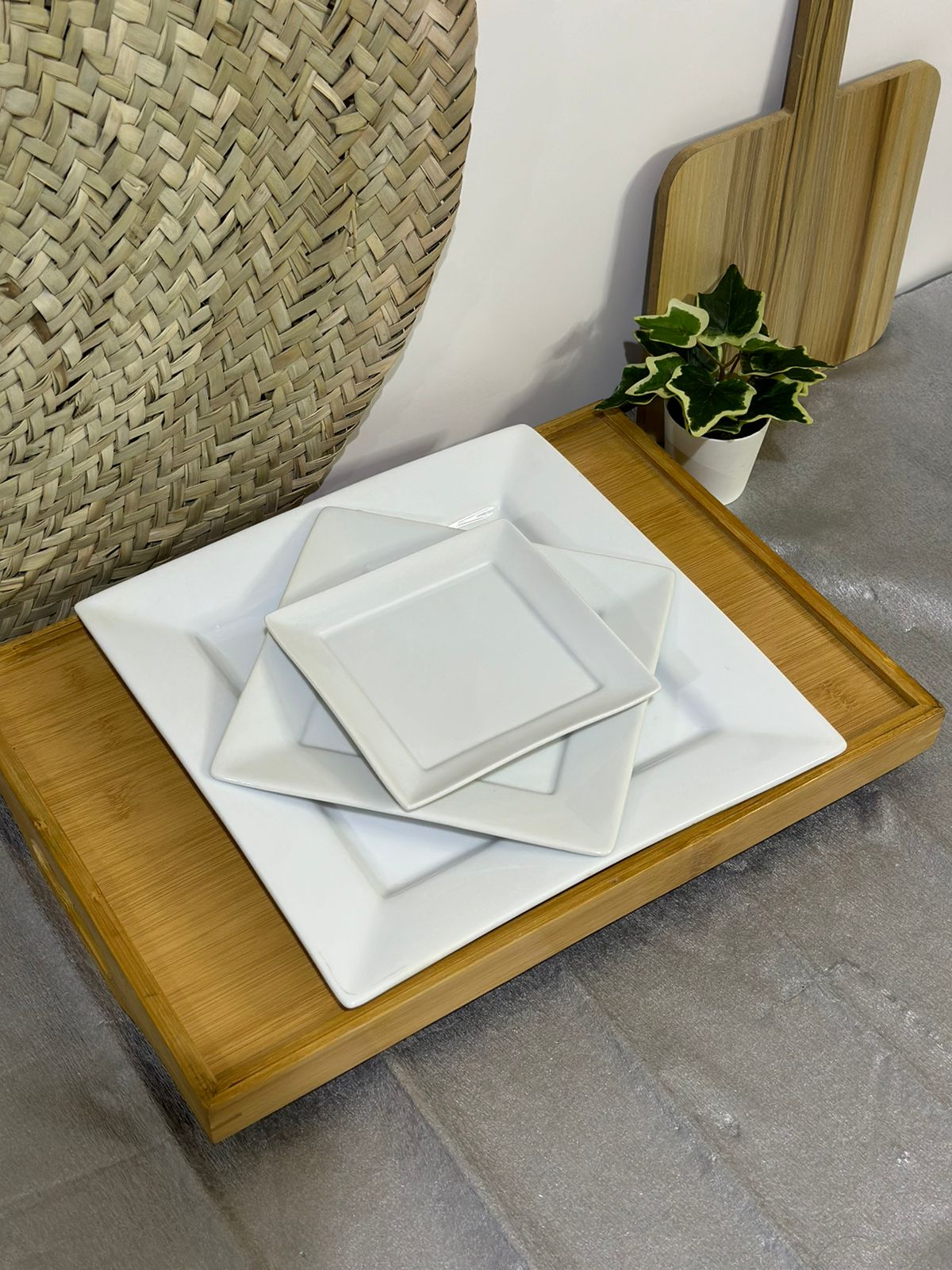 Square serving flat ceramic plate styl15